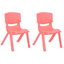 JOON Stackable Plastic Kids Learning Chairs, Coral, 20.5x12.75X11 Inches, 2-Pack (Pack of 2)