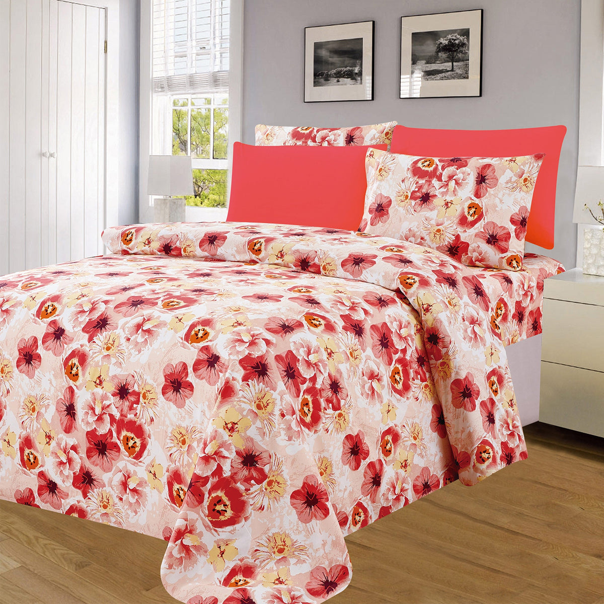PREMIUS Antonia Wrinkle-Free Microfiber Sheet Set, Red, photo 2 of 4