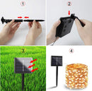 2PK Solar String Lights Outdoor Copper Wire, Waterproof Solar Fairy Lights with 8 Lighting Modes