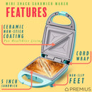 PREMIUS Ceramic Non-Stick Mini Snack Sandwich Maker, 5x4.4 Inch Mold