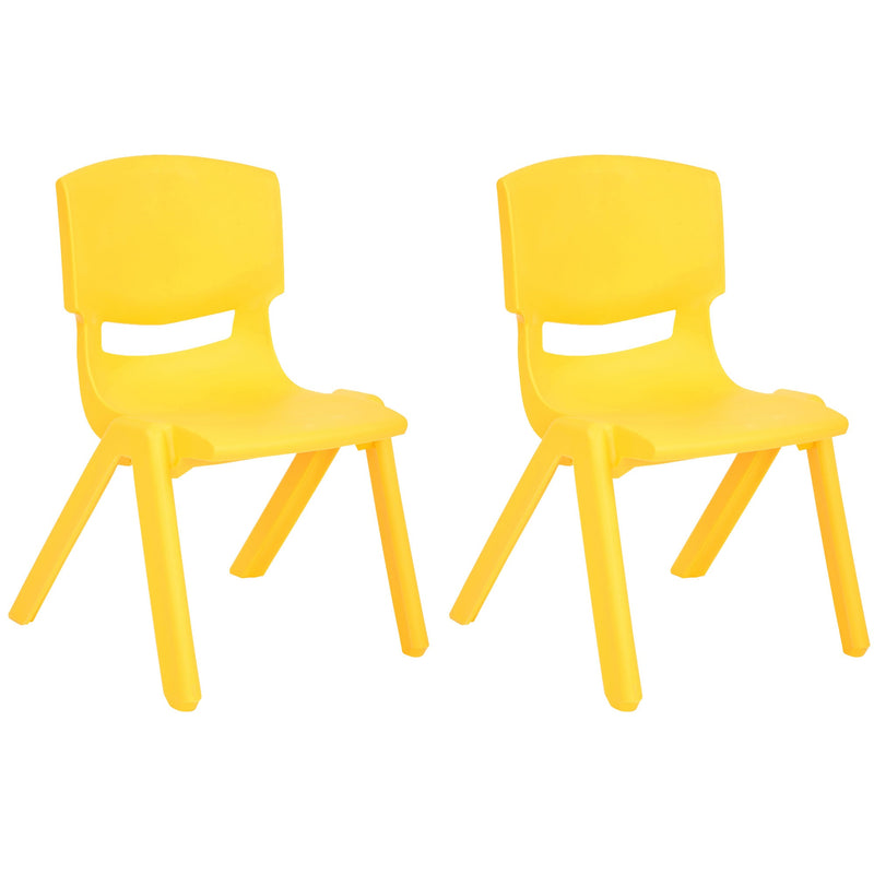 JOON Stackable Plastic Kids Learning Chairs, Yellow, 20.5x12.75X11 Inches, 2-Pack (Pack of 2)