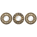 PREMIUS 3-Piece Brushed Gold Mirror Set Wall Decor Scroll, Antique Gold, 30x10 Inches
