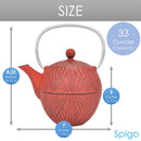Spigo Hakone Cast Iron Enamel Teapot With Stainless Infuser, Red, 33 Ounces