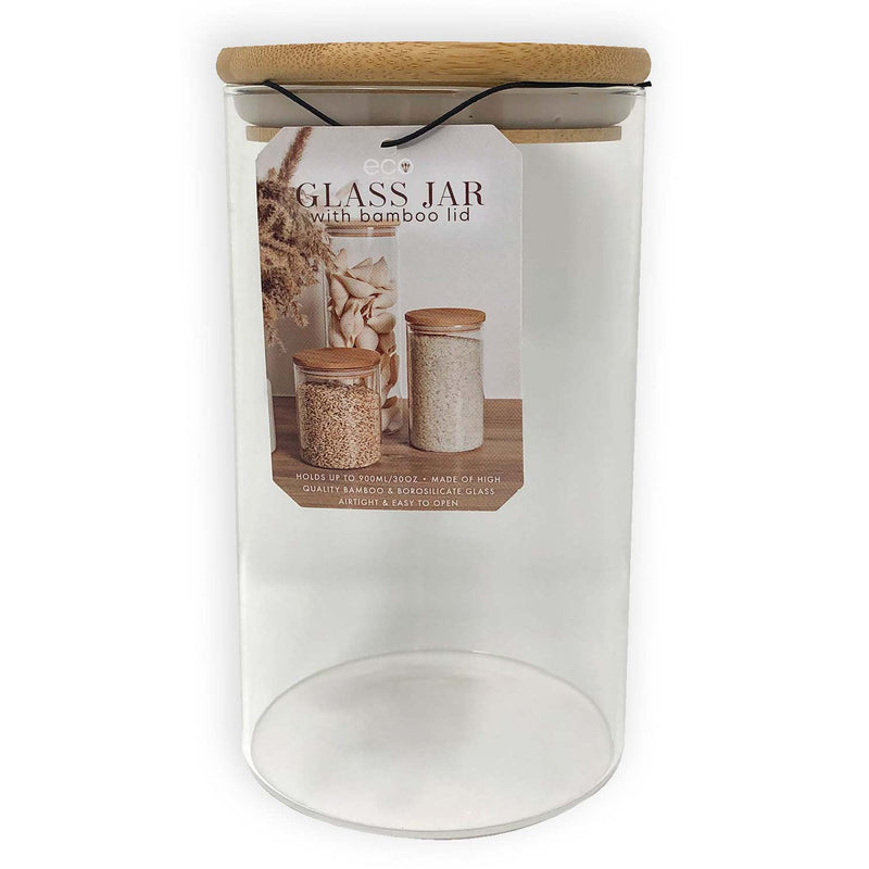 PREMIUS Airtight Round Borosilicate Glass Canister with Bamboo Lid