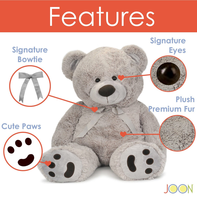 JOON Huge Teddy Bear With Ribbon, Light Gray, photo 2 of 8