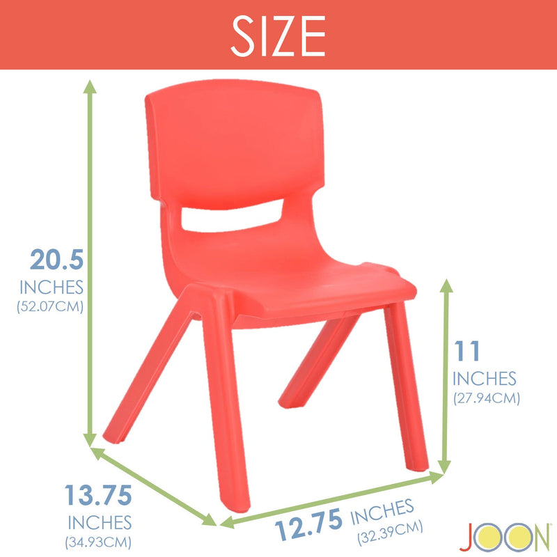 JOON Stackable Plastic Kids Learning Chairs, 20.5x12.75X11 Inches, 2-Pack