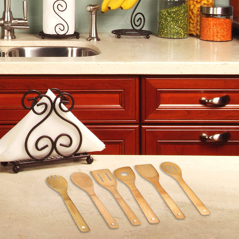 Home Basics 6-Piece Bamboo Kitchen Cooking Utensil Set, 2.5x12x.25 Inches
