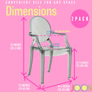 JOON 2 Pack Kids Ghost Chairs with Armrest, 25x13x14.5 Inches, Transparent