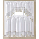Paris Embroidered Kitchen Curtain Set, Swag 60x36, 30x36 Inches
