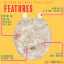 PREMIUS Wood Toilet Seat, Beige Marble, Standard Round, 17 Inches