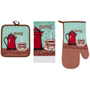 PREMIUS 3 Piece Printed Kitchen Linen Set, 1 Cotton Towel, 1 Pot Holder, 1 Oven Mitt by ShopBobbys