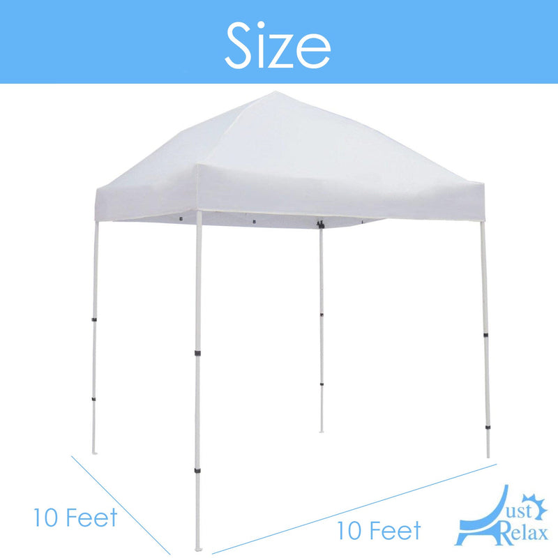 Just Relax Compact Travel Ready Canopy Tent With Case, White, 10x10 Feet