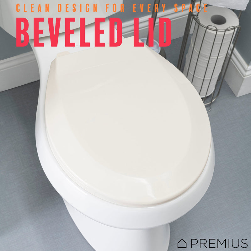 PREMIUS Slow Close Beveled Plastic Toilet Seat, Standard Round, 17 Inches