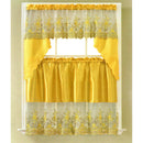 Irina Floral Sequins Kitchen Curtain Set, Swag Valance 60x36, 30x36 Inches