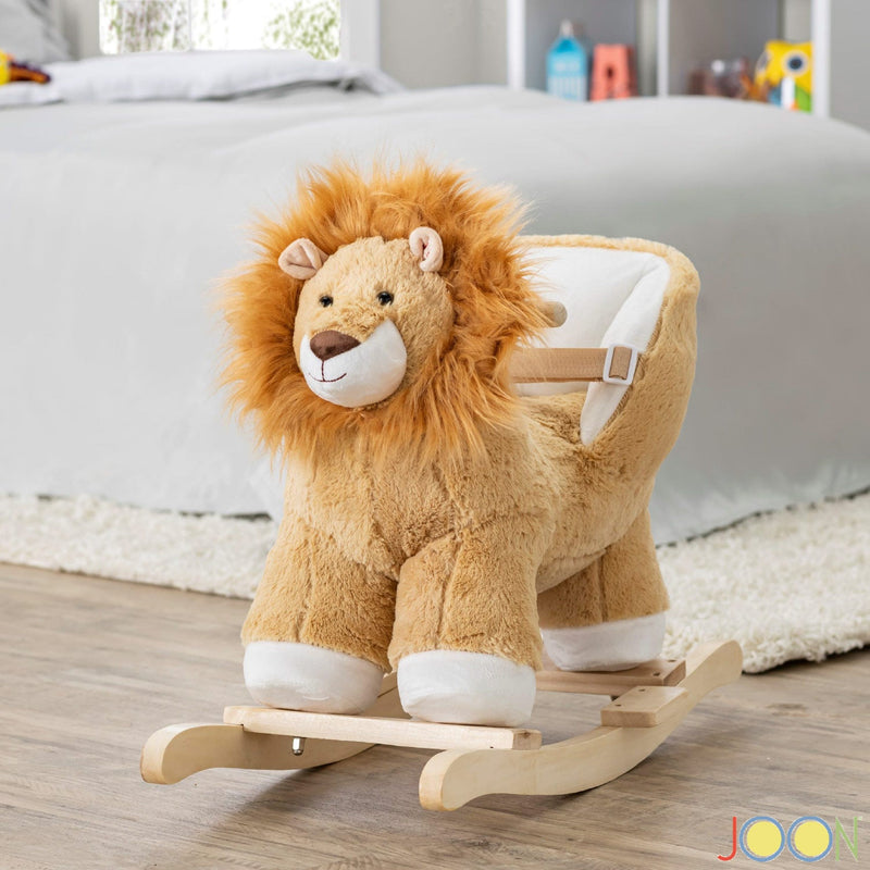 JOON Roary Ride-On Chair Lion Rocking Horse with Sound Effects, Tan