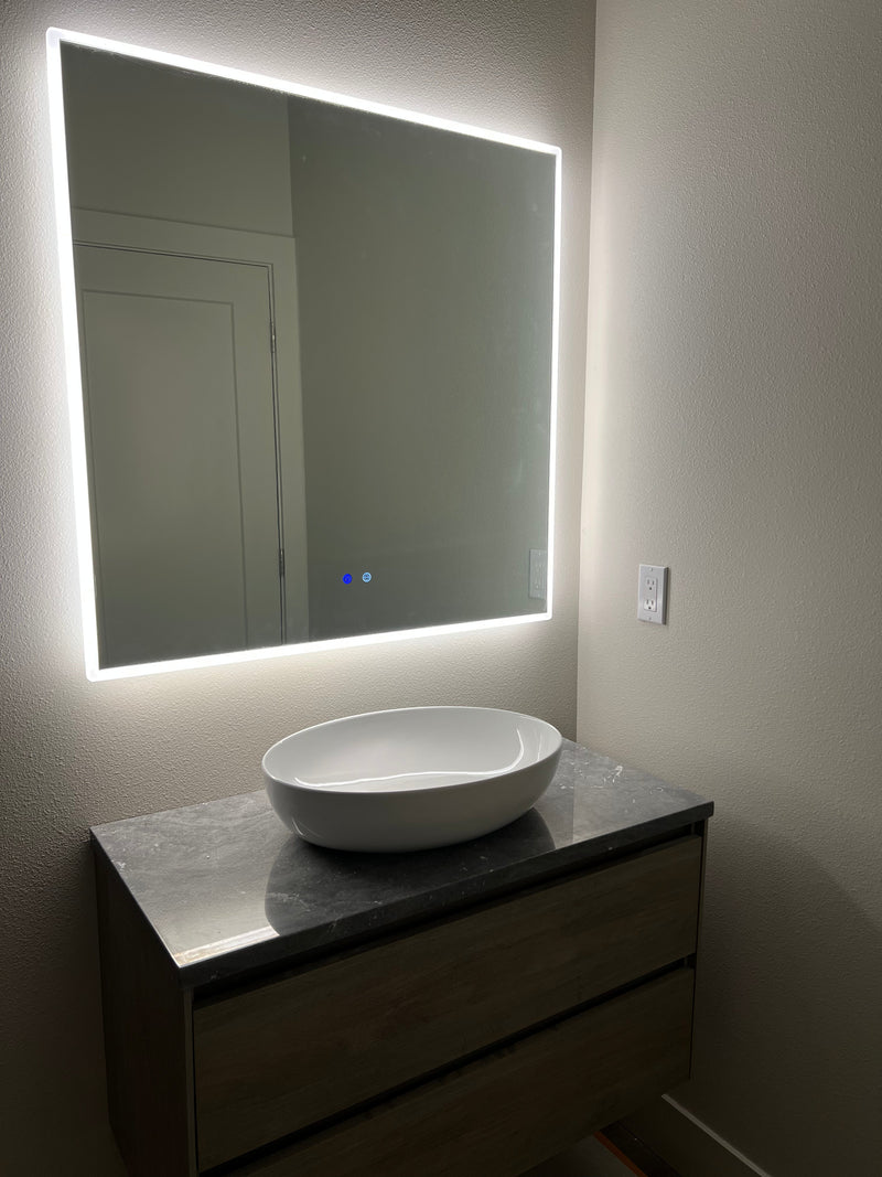 Zeek 36"x36" Backlit LED Square Bathroom Wall Mirror MA3636