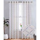Boca Metallic Embroidered Linen Look Grommet Window Curtain Panel, 54x84 Inches