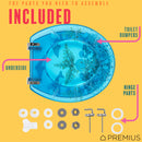 PREMIUS Polyresin Ocean Life Dolphins Toilet Seat, Clear-Blue, Standard Round, 17 Inches