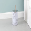 Home Basics Stainless Steel Toilet Brush Holder, White-Marble