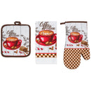 PREMIUS 3 Piece Printed Kitchen Linen Set, 1 Cotton Towel, 1 Pot Holder, 1 Oven Mitt by ShopBobbys