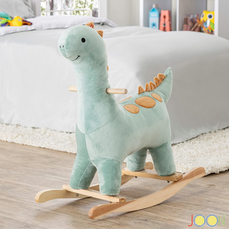 JOON Bronty Ride-On Dinosaur Rocking Horse with Sound Effects, Green-Brown