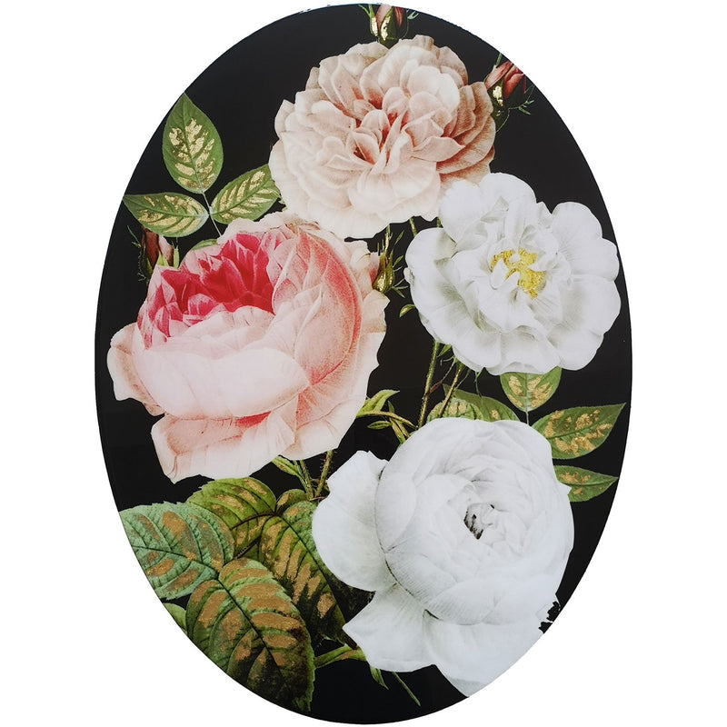 PREMIUS Peonie Floral Lacquered Oval Canvas Wall Art, Pink-White, 24x32 Inches