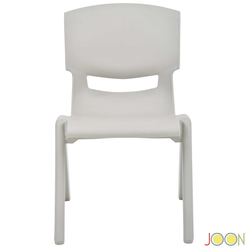 JOON Stackable Plastic Kids Learning Chairs, Light Gray, 20.5x12.75X11 Inches, 2-Pack (Pack of 2)