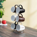 Home Basics 6-Piece Ceramic Mug Set With Stand, Cappuccino