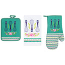 PREMIUS 3 Piece Printed Kitchen Linen Set, 1 Cotton Towel, 1 Pot Holder, 1 Oven Mitt by ShopBobbys