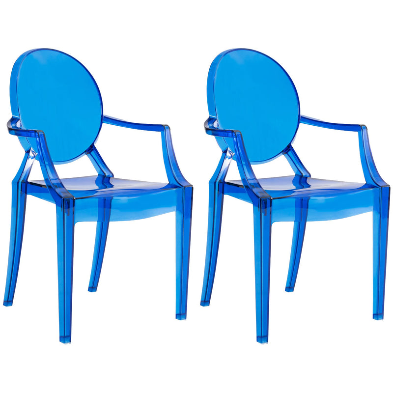 JOON 2 Pack Kids Ghost Chairs with Armrest, 25x13x14.5 Inches, Transparent