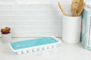 Home Basics 16 Compartment Square Plastic Stackable Ice Cube Tray with Snap-on Cover, Blue