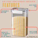 PREMIUS Plastic Food Storage Container, Rectangle, Clear-Natural