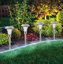 High-End 8 Pack Solar Pathway Lights Glass Stainless Steel Warm White, Auto On/off 15 Lumen