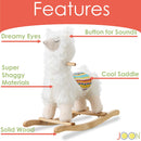 JOON Lola Shaggy Hair Ride-On Llama Rocking Horse With Sound Effects, White