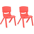 JOON Stackable Plastic Kids Learning Chairs, Red, 20.5x12.75x11 Inches, 2-Pack (Pack of 2)