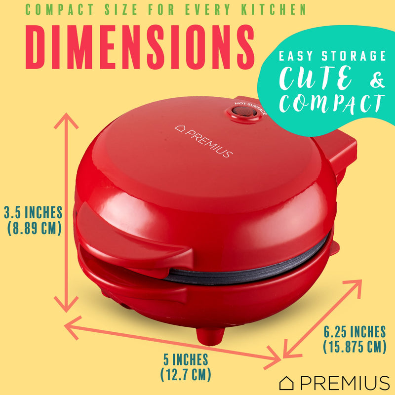 PREMIUS Ceramic Non-Stick Mini Snack Flat Griddle Maker, 4 Inch Mold