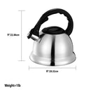 Home Basics 3 Liter Brushed Stainless Steel Whistling Tea Kettle, Silver