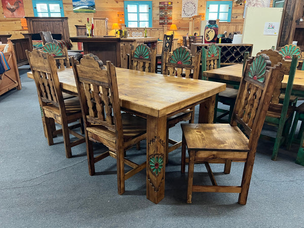 Rosetta 6' Dining Table and 6 Rosetta Chairs in Brown, photo 2 of 4