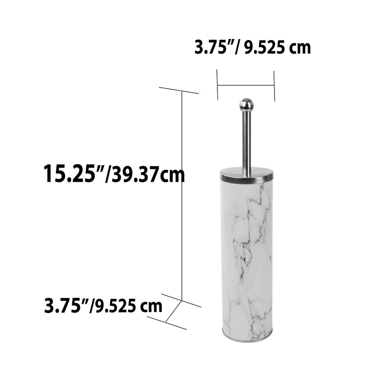 Home Basics Stainless Steel Toilet Brush Holder, White-Marble