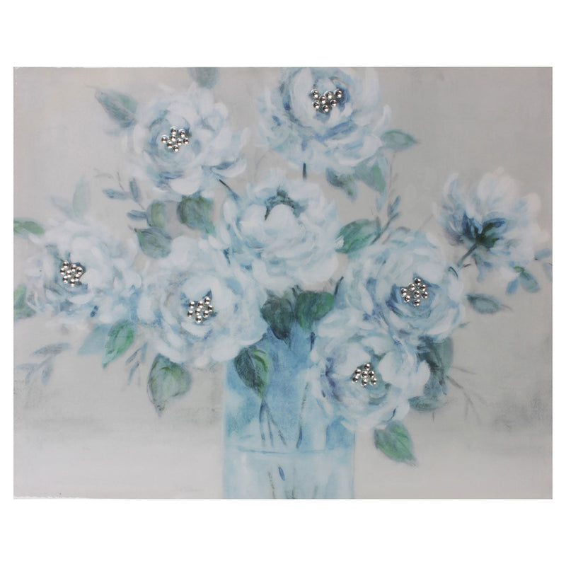 PREMIUS Midnight Mood Blooms Vase With Flower Wall Art, Blue, 16x20 Inches