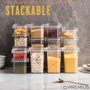 PREMIUS Plastic Food Storage Container, Rectangle, Clear-Natural