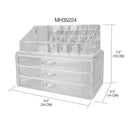 Home Basics 3 Tier Make-Up Cosmetic Organizer, 23 Compartments, Clear, 9.5x5.5x7.5 Inches
