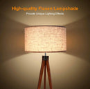 Modern Tripod LED Floor Lamp – Mid Century Dimmable Modern Light for Contemporary Living Rooms - Tall Free Standing Lamp with Solid Wood Legs by Outdoor Solar Outlet