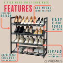 PREMIUS 4 Layer Mesh Shelf Shoe Rack, Black, 29.9x29.1x12 Inches