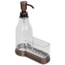 Home Basics Plastic Soap Dispenser with Brushed Steel Top and Sponge Holder, Bronze