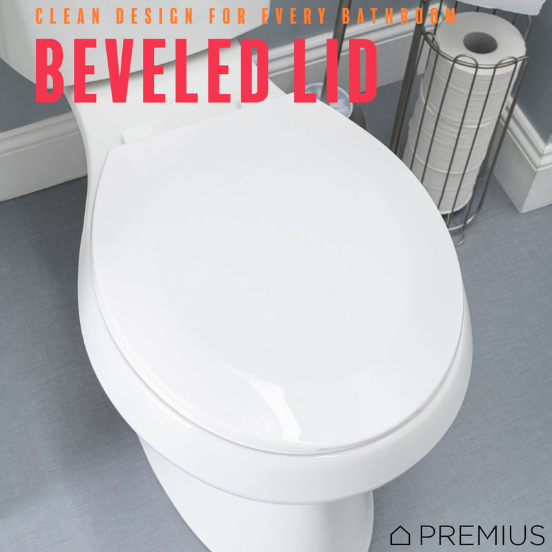 PREMIUS Beveled Plastic Toilet Seat, Standard Round, 17 Inches