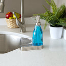 Home Basics Plastic Soap Dispenser with Brushed Steel Top and Sponge Holder, Satin Nickel