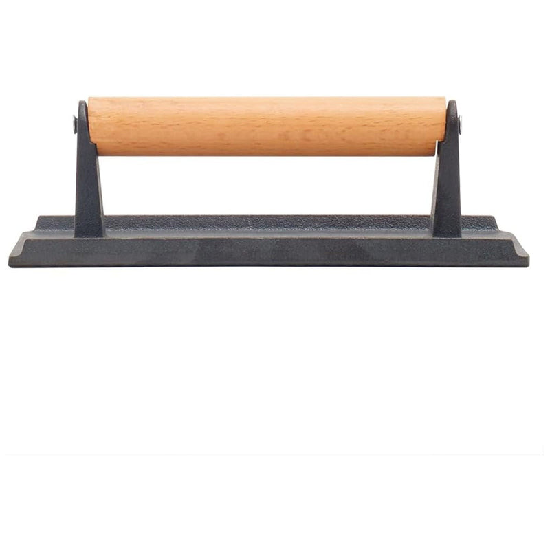 Home Basics Cast Iron Grill Press with Wood Handle, Bacon Press, Black