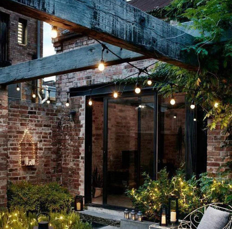 27F Solar Powered String Lights Waterproof LED Hanging Edison Bulb Lights with 12 Bulbs