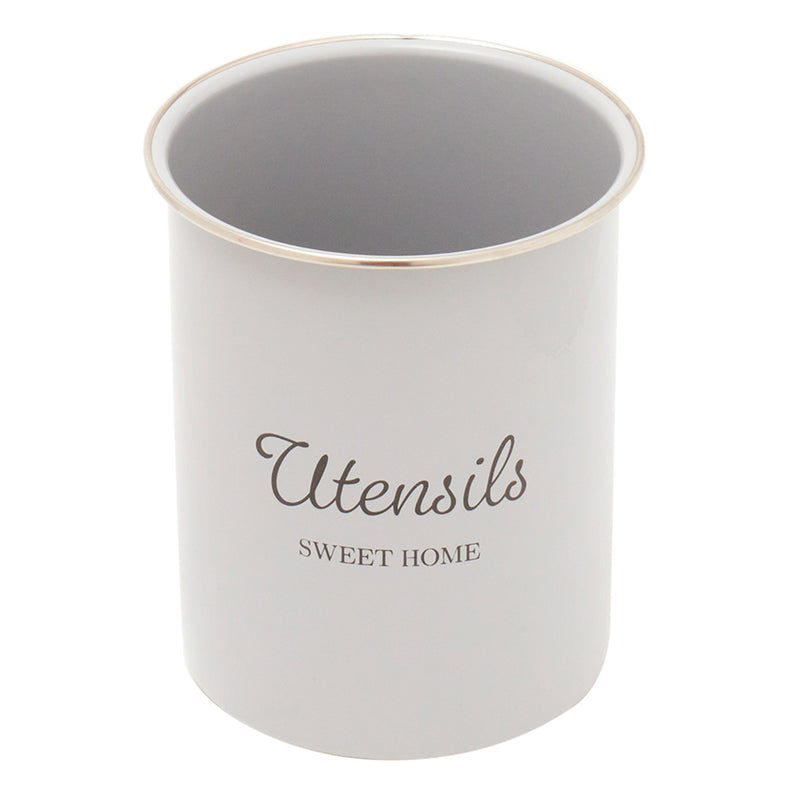 Home Basics Tin Kitchen Utensil Holder, Bonny Grey, 5x6 Inches